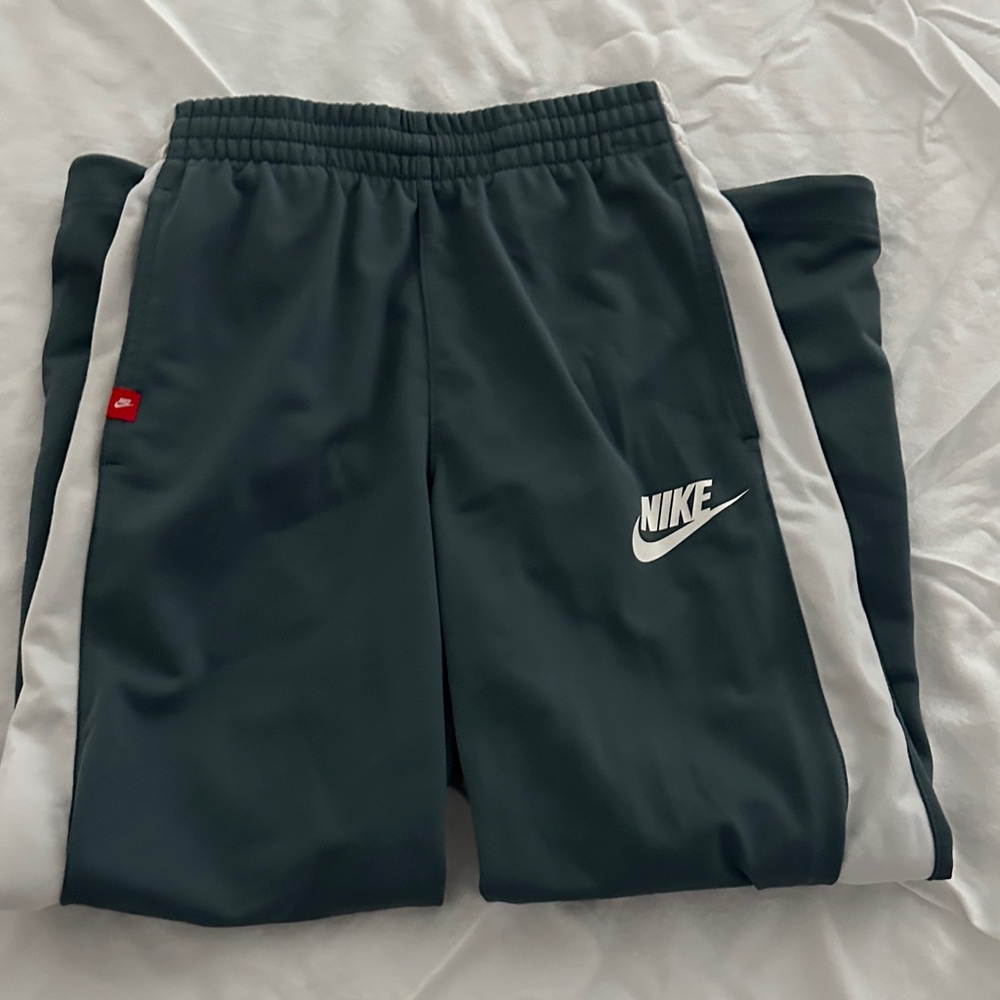 Nike Kids Dark Green Joggers with White Accents